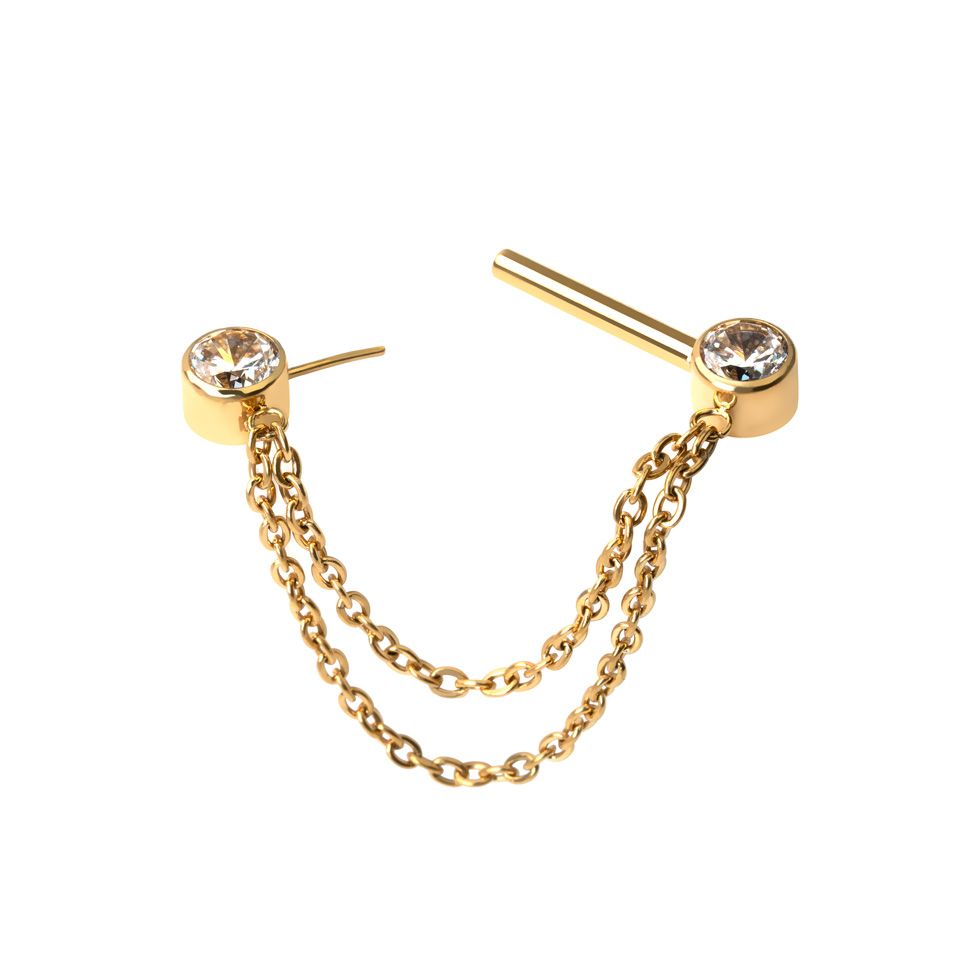 Titanium nipple barbell with chains
