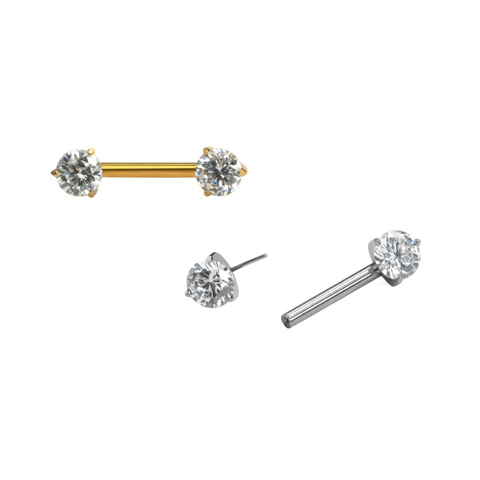 Nipple titanium barbell with stones