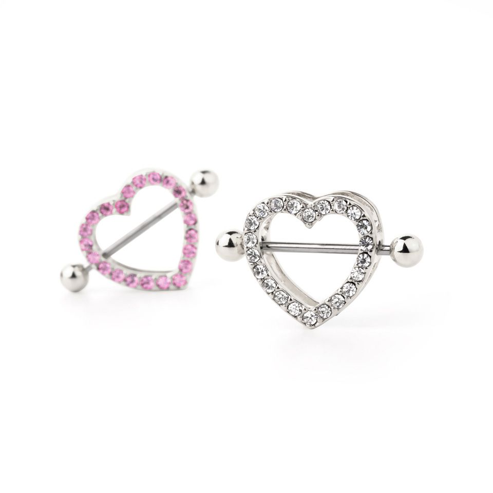 Nipple shield with studded heart shape