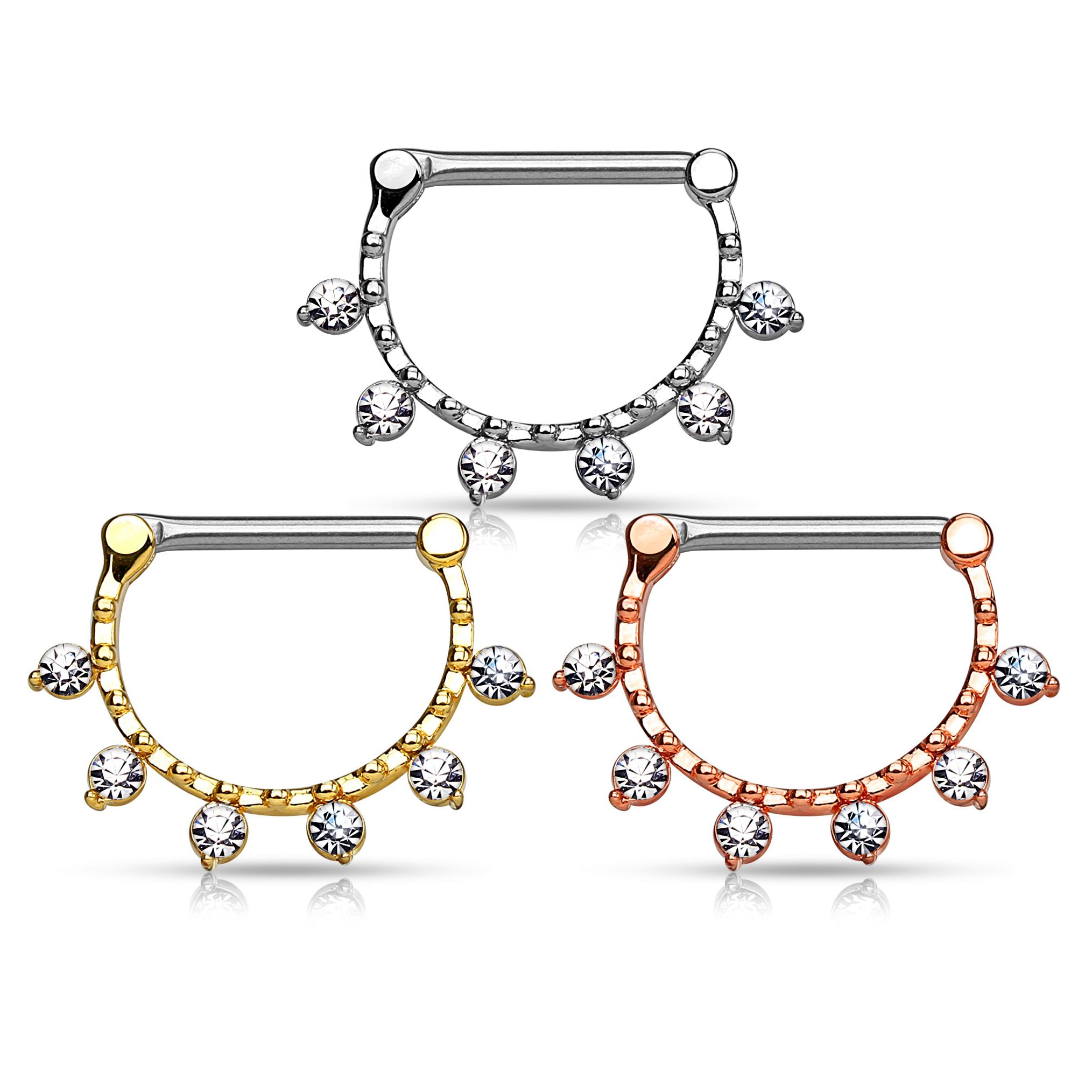 Nipple clicker with six clear stones