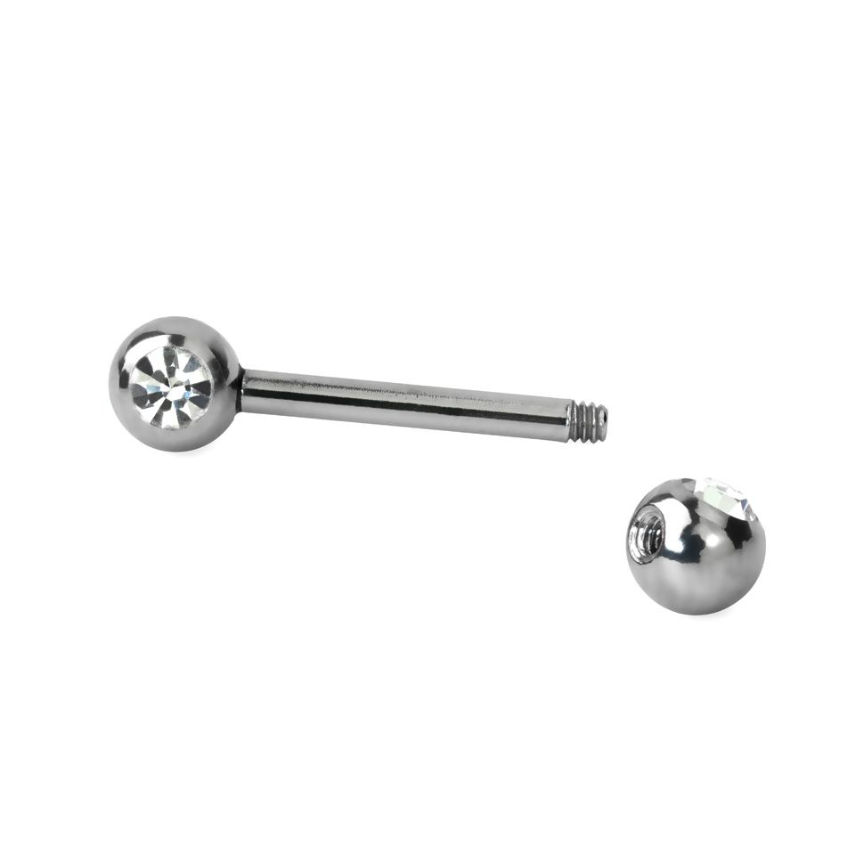 Nipple barbell with gems in your choice of color