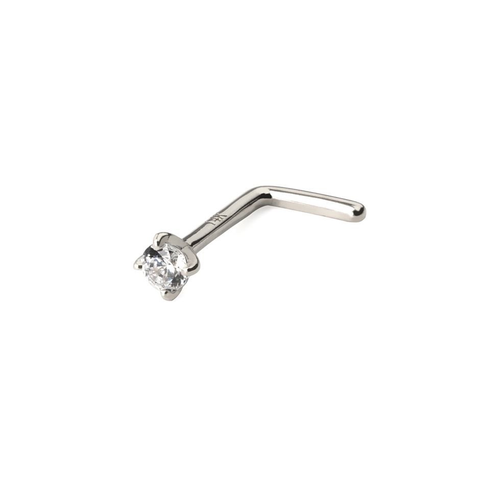 Nose ring made of 14k gold with round stone