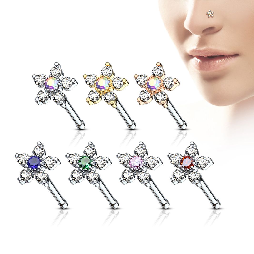 Nose stud with flower charm