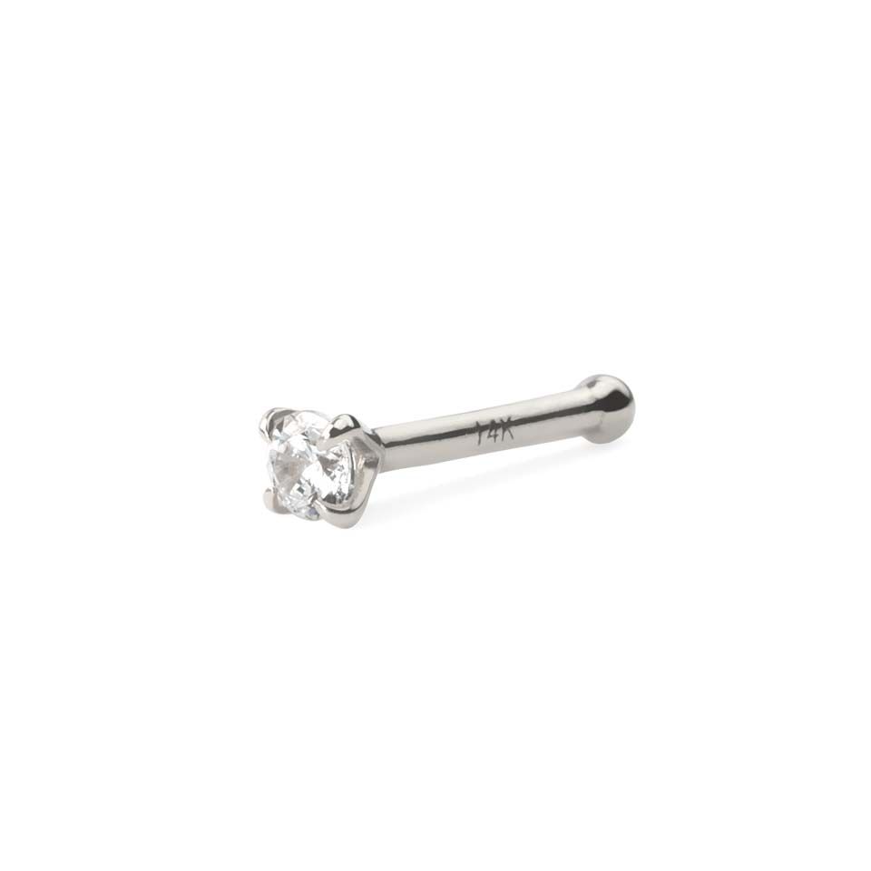 Nose stud made of 14k gold with top gem