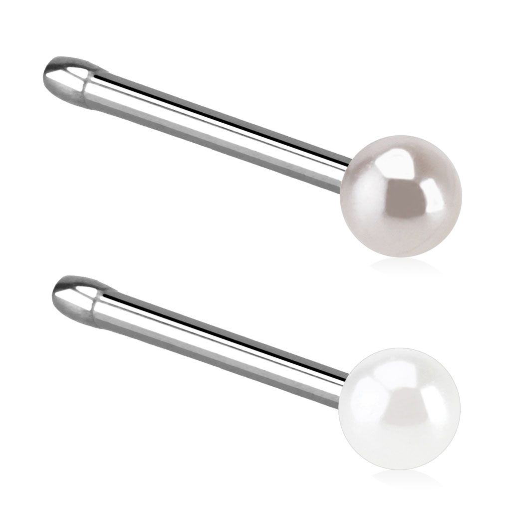 Nose stud with acrylic pearl ball