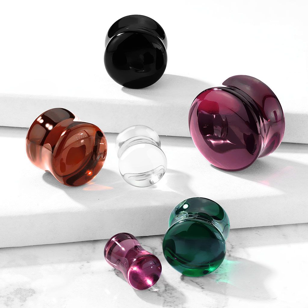 Plug made of glass in a variety of colors