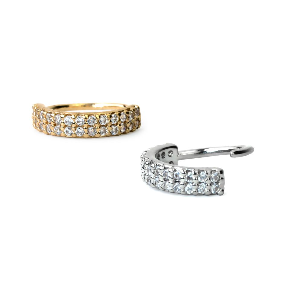 Ring with double row of clear stones