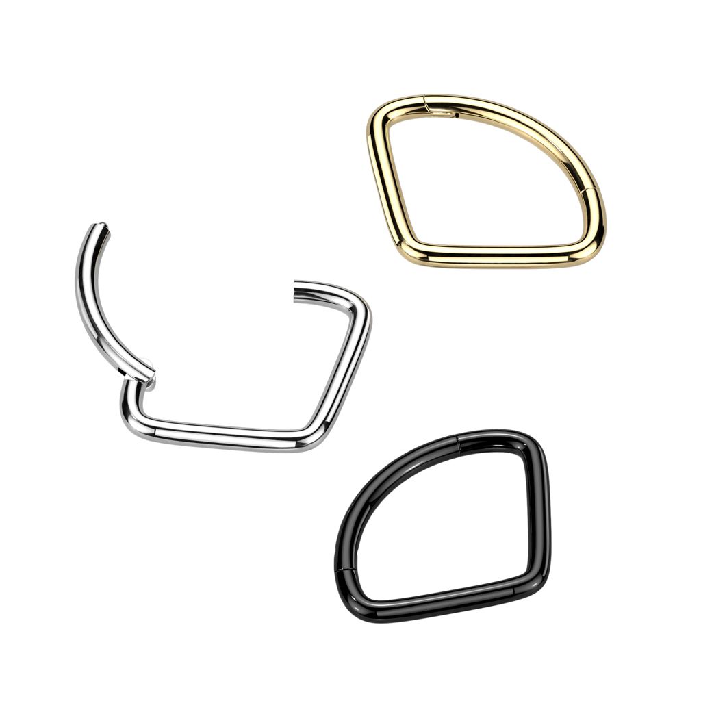 Titanium hinged ring in chevron design