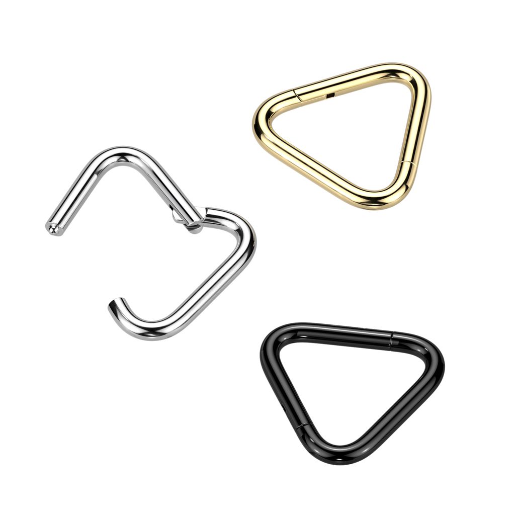 Triangular titanium hinged ring