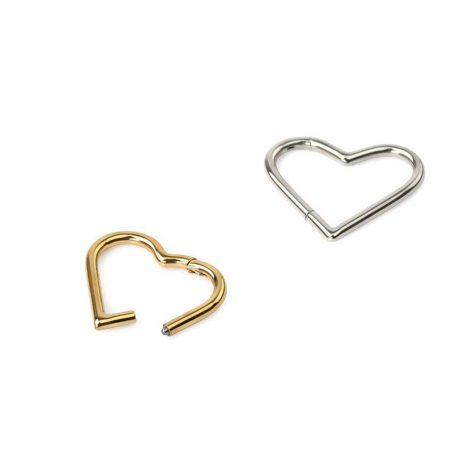 Heart shaped titanium hinged ring