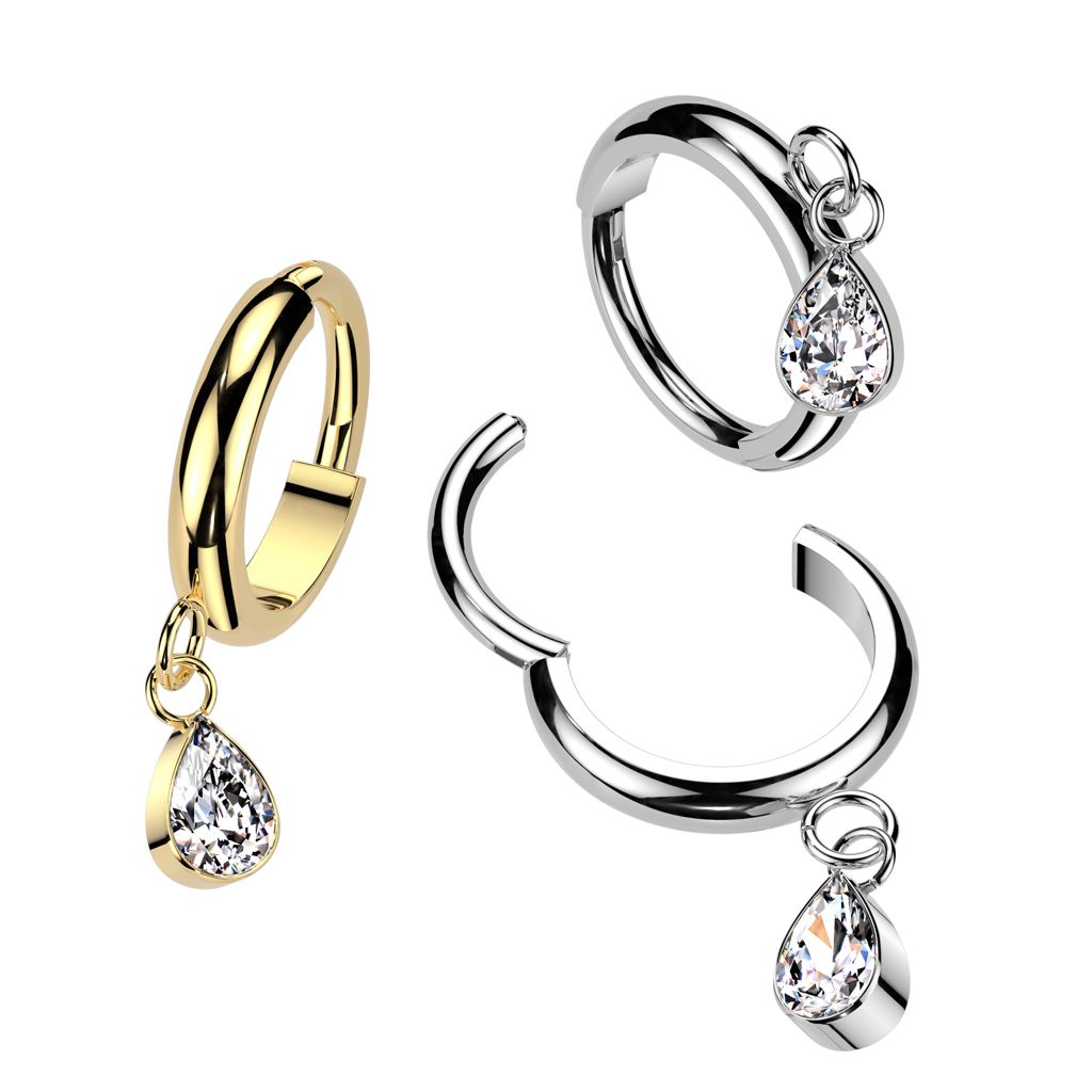 Titanium ring with teardrop dangle