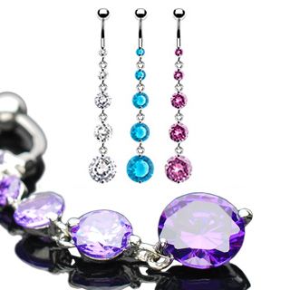Belly button ring with long dangle