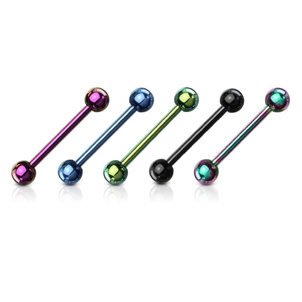 Set of 5 titanium plated tongue barbells