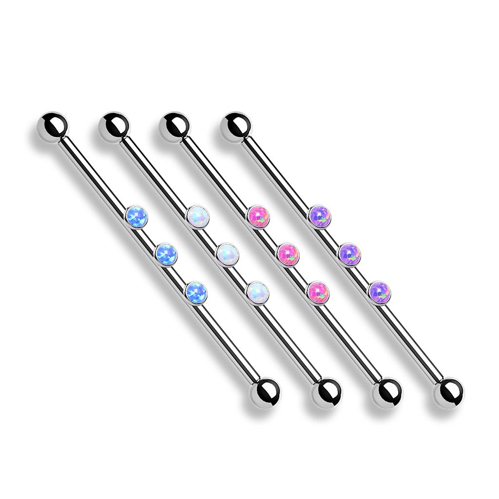 Industrial barbell with 3 internal threaded opals