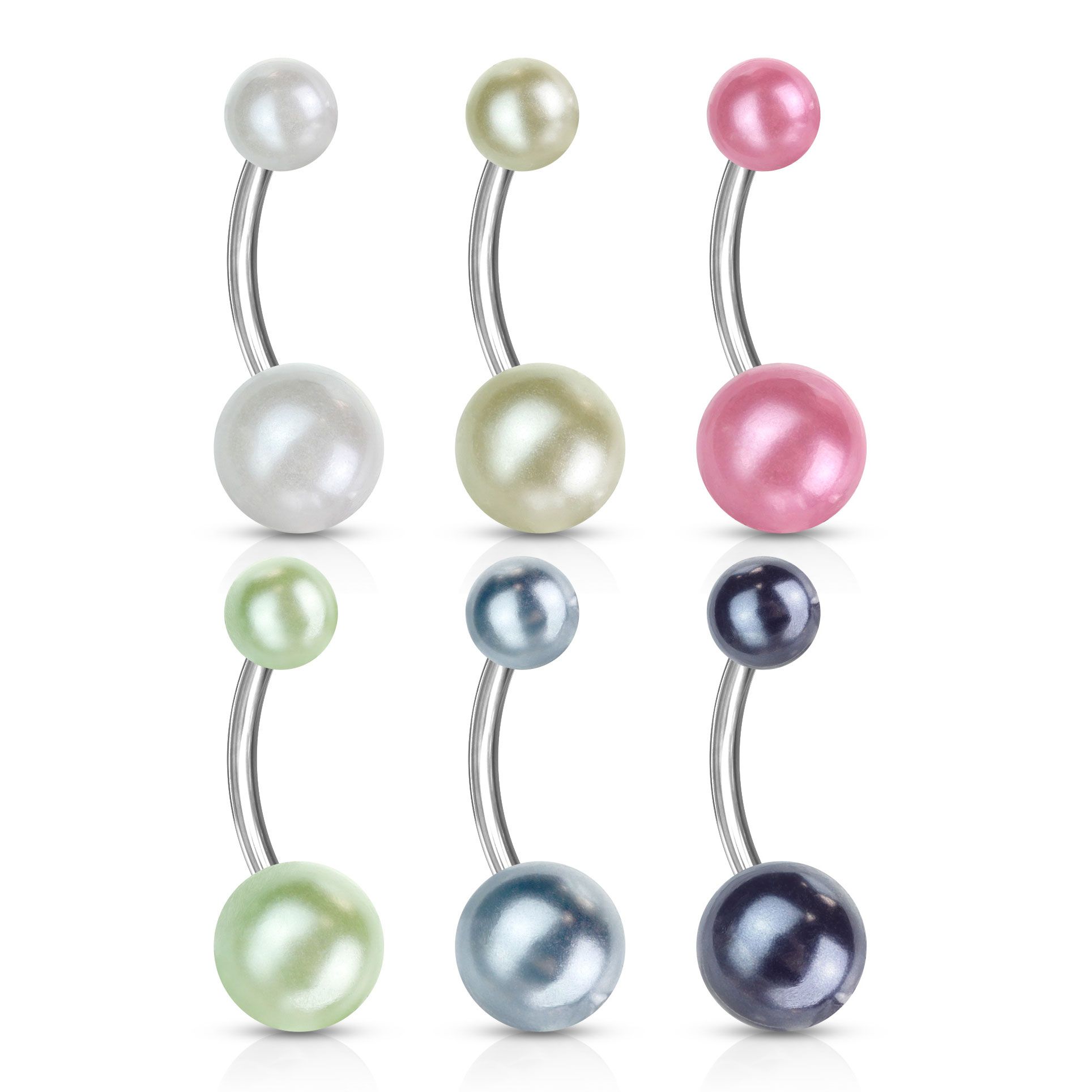 Belly button ring with pearl balls