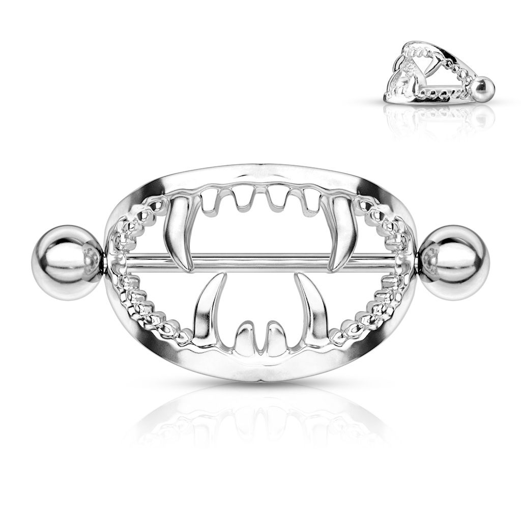 Fantastic nipple shield with mouth and fangs