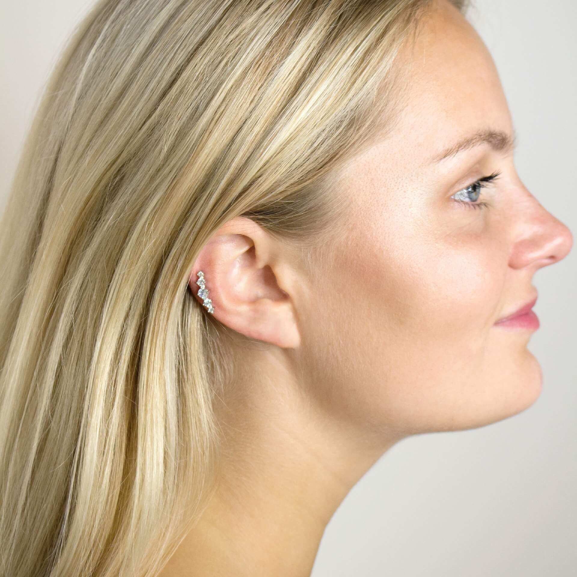 Helix piercing jewelry with gem channel