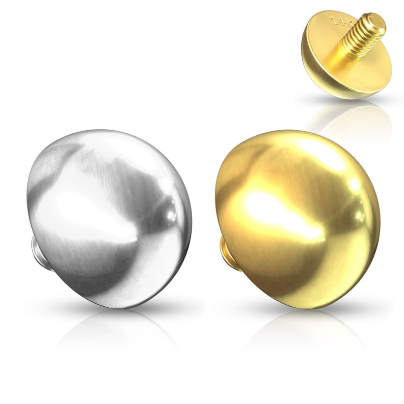 Dermal top dome-shaped made of 14k gold Body Piercing