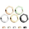 Tunnel with hexagonal top shape in five different colors Body Jewelry