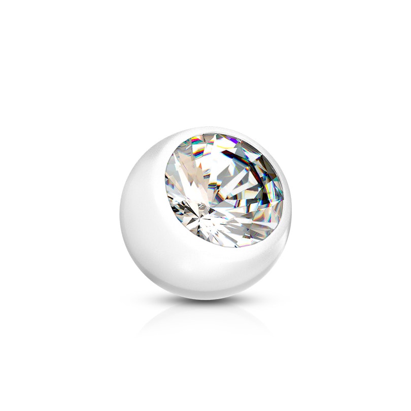 Bezel-set stone ball in a variety of colors Body Piercing