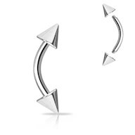 Curved barbell made of titanium with spikes