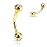 Curved barbell gold-plated with gems Piercings