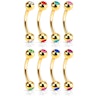 Curved barbell gold-plated with gems Body Piercing