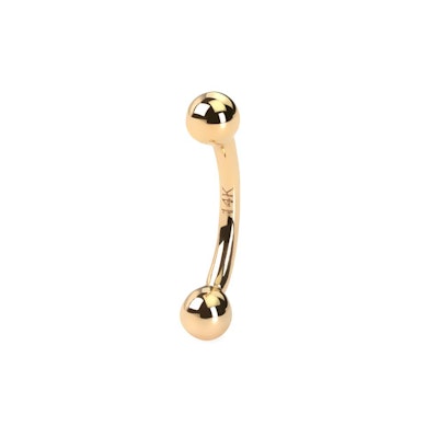 Curved barbell made of 14k gold