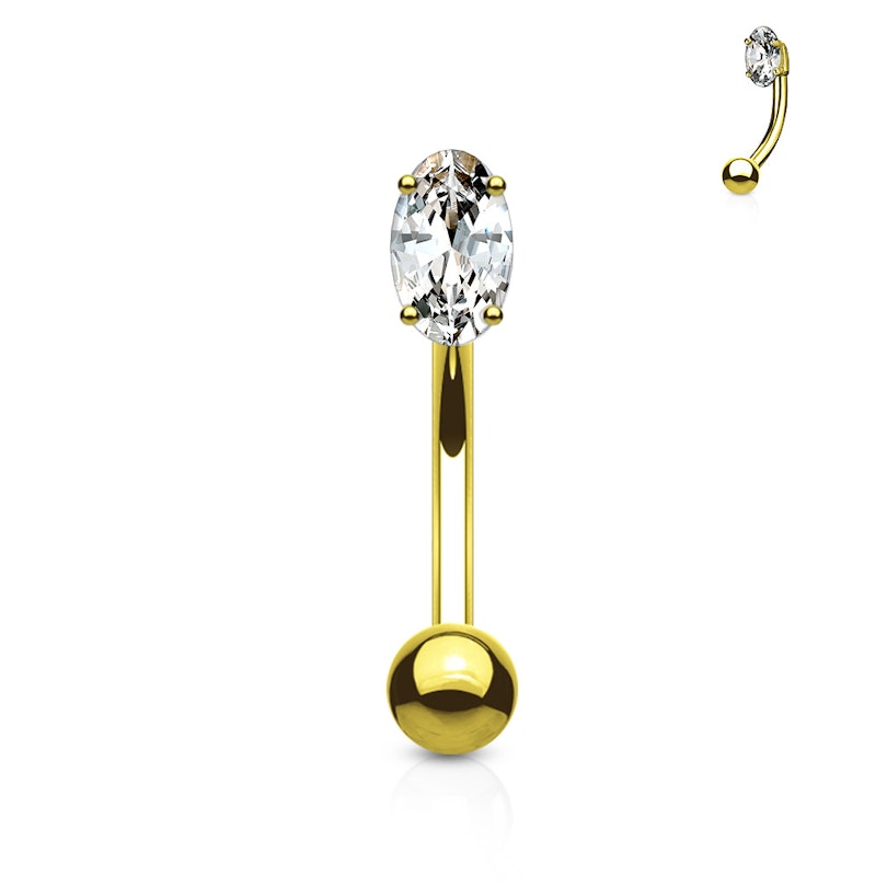 Curved barbell made of 14k gold with prong-set stone Piercings