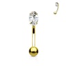 Curved barbell made of 14k gold with prong-set stone Piercings