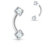 Curved barbell internally threaded with square gems Piercing