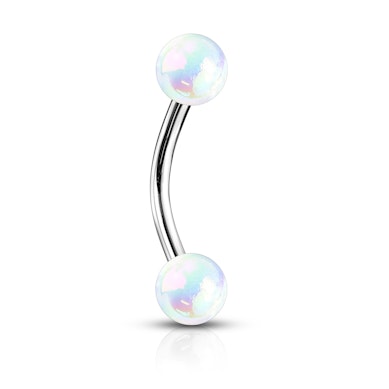 Curved barbell with metallic look balls