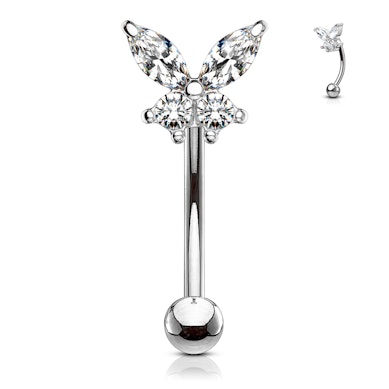 Curved barbell with studded butterfly