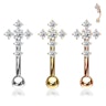 Curved barbell with paved cross Piercing