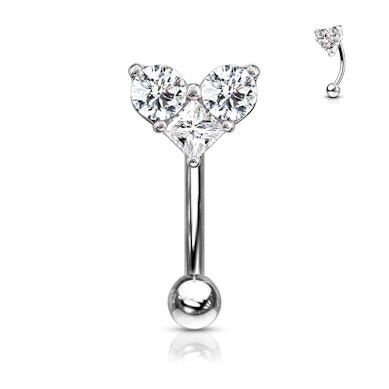 Curved barbell with a heart shape top