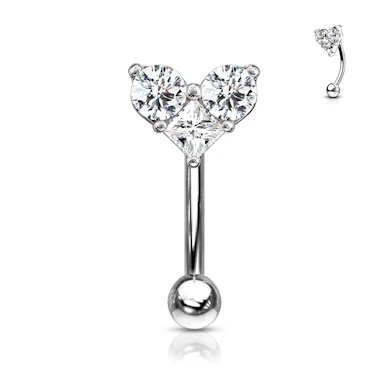 Curved barbell with a heart shape top