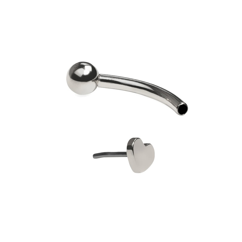 Curved titanium barbell with heart Body Jewelry