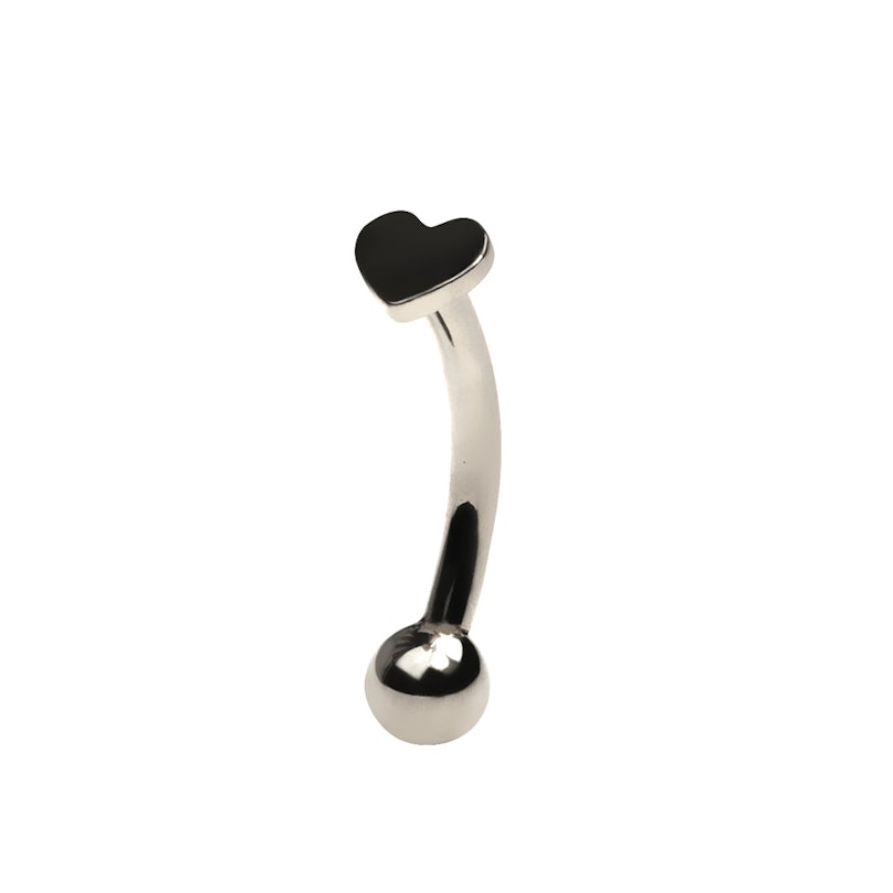 Curved titanium barbell with heart Piercing Jewelry