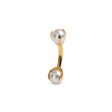 Titanium curved barbell with pearls