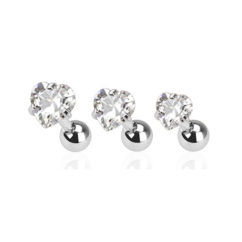 Ear piercing set with heart-shaped stone Piercing Jewelry