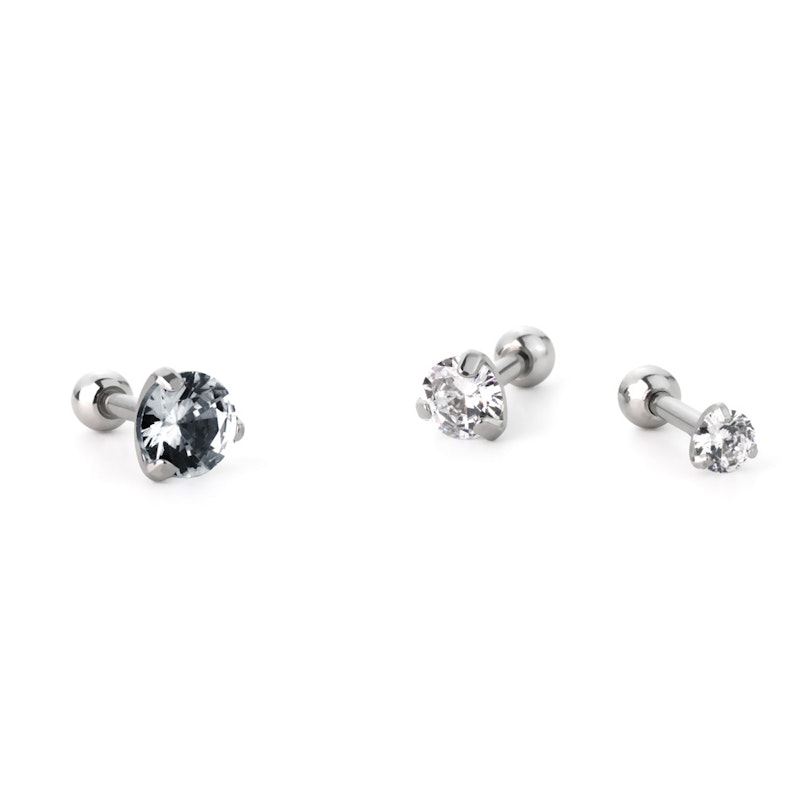 Ear piercing set with round gem Body Jewelry