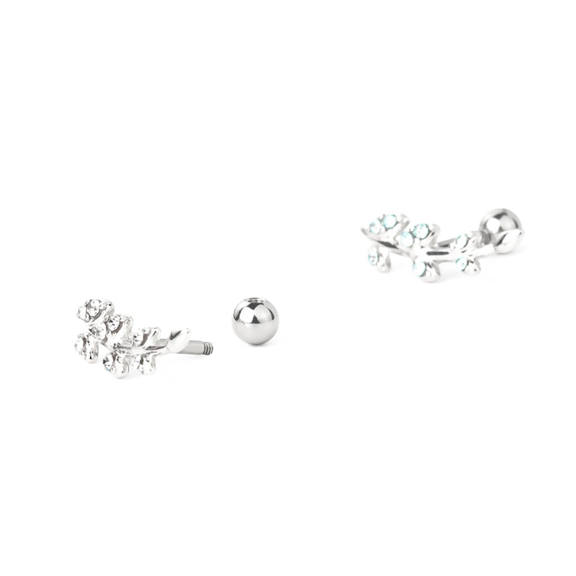 Ear piercing with studded leaves Piercing Jewelry