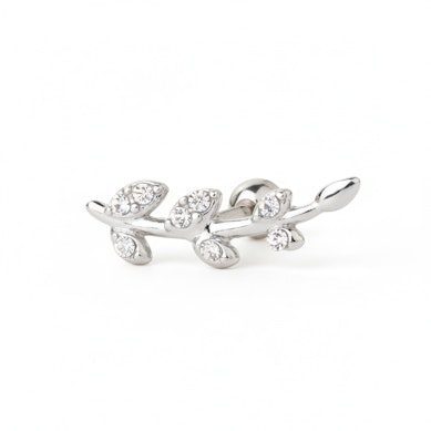 Ear piercing with studded leaves