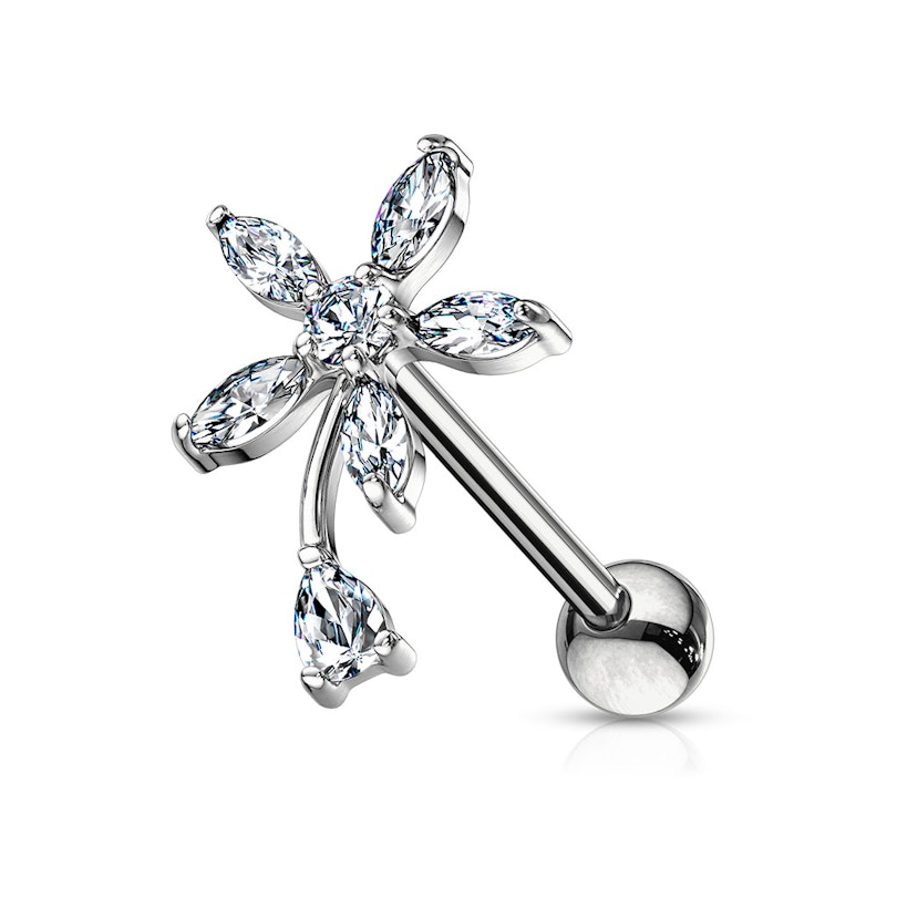 Ear piercing with round and marquise stones Piercing Jewelry