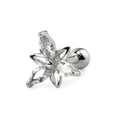 Ear piercing with double triangle flowers
