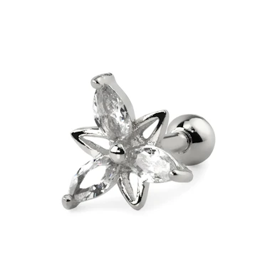 Ear piercing with double triangle flowers