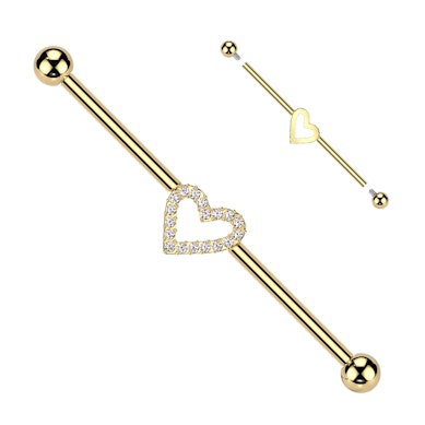 Barbel za industrial iz titana s srcem na sredini