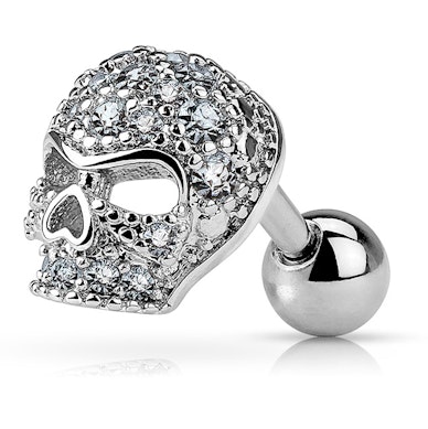 Ear piercing with skull