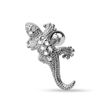 Ear piercing with studded lizard