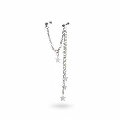 Nakit za pirsing tragusa in helixa z zvezdicami in verižicami